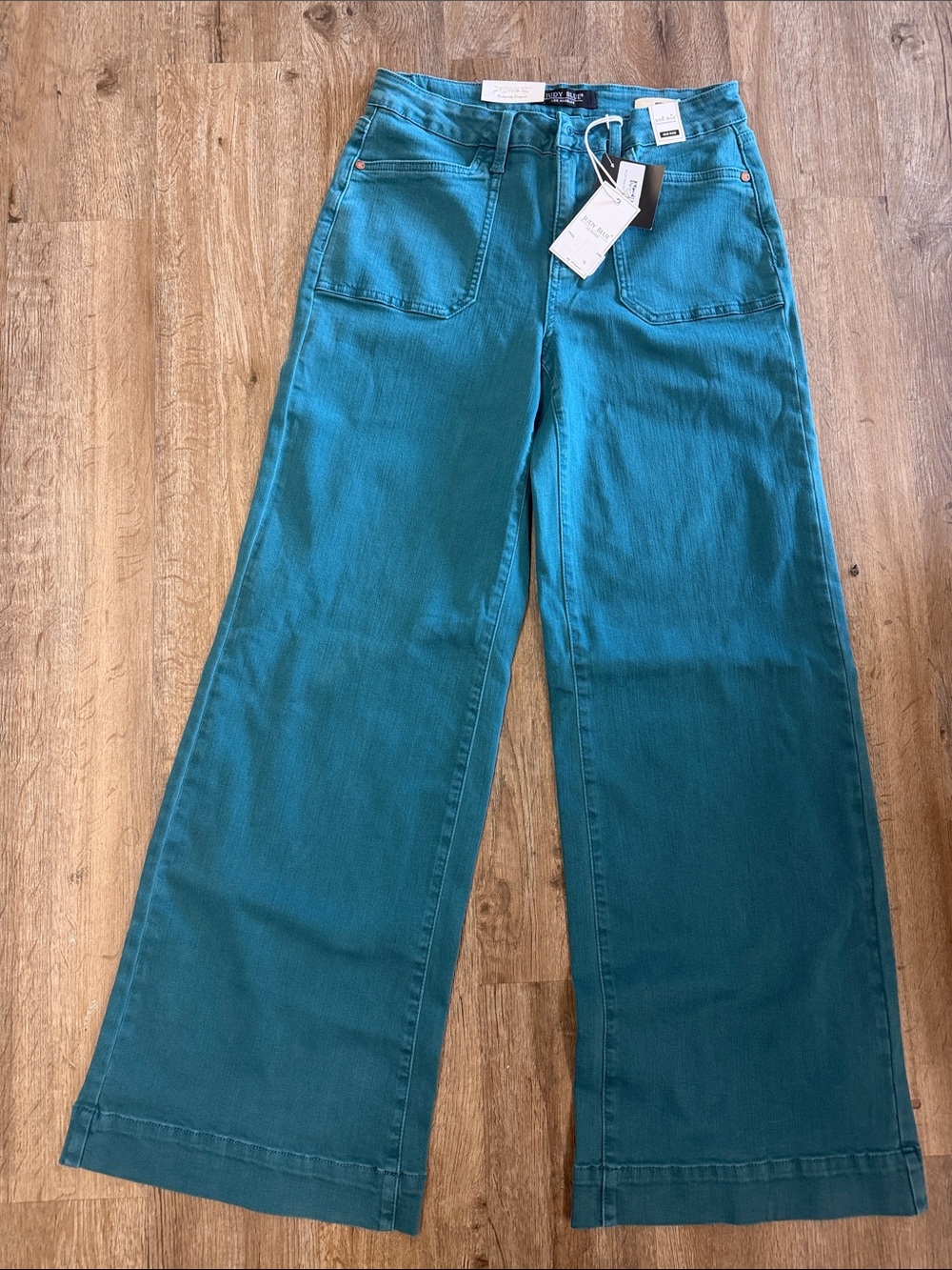 Judy Blue Teal Wide Leg Utility Jeans